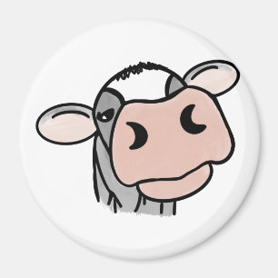 cartoon koe zwart wit roze kus grijs boerderij die magneet
