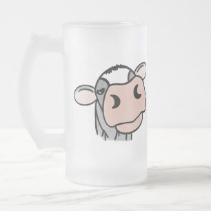 cartoon koe zwart wit roze kus grijs boerderij die matglas bierpul