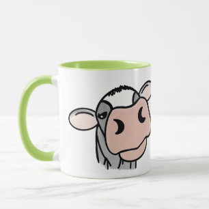 cartoon koe zwart wit roze kus grijs boerderij die mok