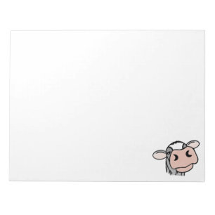 cartoon koe zwart wit roze kus grijs boerderij die notitieblok
