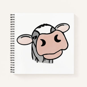 cartoon koe zwart wit roze kus grijs boerderij die notitieboek