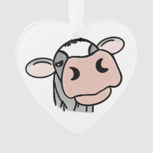 cartoon koe zwart wit roze kus grijs boerderij die ornament