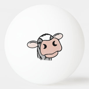 cartoon koe zwart wit roze kus grijs boerderij die pingpongbal