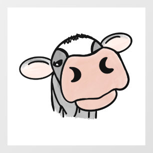 cartoon koe zwart wit roze kus grijs boerderij die raamsticker