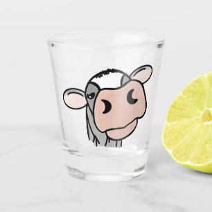 cartoon koe zwart wit roze kus grijs boerderij die shot glas