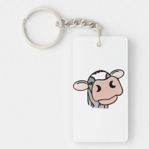 cartoon koe zwart wit roze kus grijs boerderij die sleutelhanger