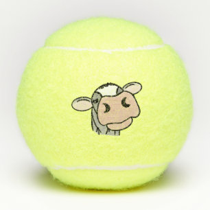 cartoon koe zwart wit roze kus grijs boerderij die tennisballen