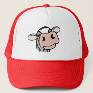 cartoon koe zwart wit roze kus grijs boerderij die trucker pet