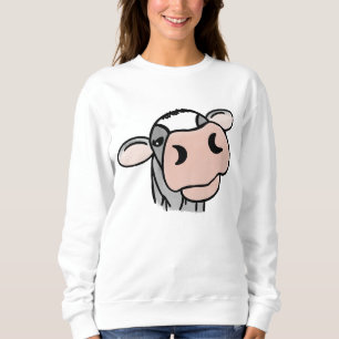 cartoon koe zwart wit roze kus grijs boerderij die trui