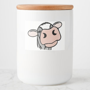 cartoon koe zwart wit roze kus grijs boerderij die voedselcontainer etiket