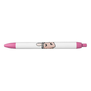 cartoon koe zwart wit roze kus grijs boerderij die zwarte inkt pen
