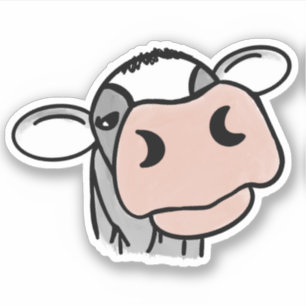 Cartoon koe zwart wit roze kus lippen boerderij di sticker