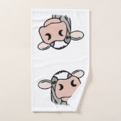 cartoon koe zwart wit roze zoen grijs boerderij bad handdoek (Handdoek)