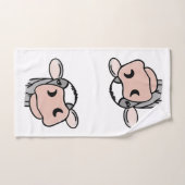 cartoon koe zwart wit roze zoen grijs boerderij bad handdoek (Handdoek)