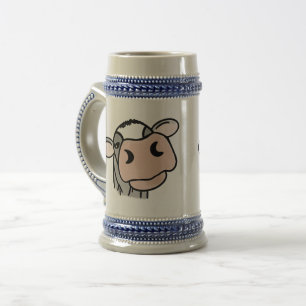 cartoon koe zwart wit roze zoen grijs boerderij bierpul