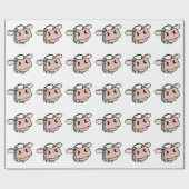 cartoon koe zwart wit roze zoen grijs boerderij cadeaupapier (Vlak)