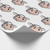 cartoon koe zwart wit roze zoen grijs boerderij cadeaupapier (Hoek)