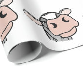 cartoon koe zwart wit roze zoen grijs boerderij cadeaupapier (Rol Hoek)