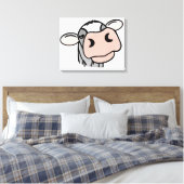 cartoon koe zwart wit roze zoen grijs boerderij canvas afdruk (Insitu (Slaapkamer))