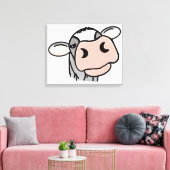cartoon koe zwart wit roze zoen grijs boerderij canvas afdruk (Insitu (Woonkamer))