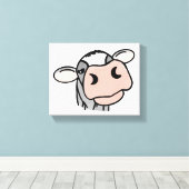 cartoon koe zwart wit roze zoen grijs boerderij canvas afdruk (Insitu (Houten vloer))