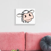 cartoon koe zwart wit roze zoen grijs boerderij canvas afdruk (Insitu (Woonkamer))