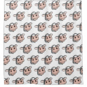 cartoon koe zwart wit roze zoen grijs boerderij douchegordijn (Voorkant)