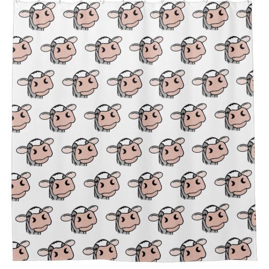 cartoon koe zwart wit roze zoen grijs boerderij douchegordijn (Voorkant)