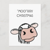 cartoon koe zwart wit roze zoen grijs boerderij feestdagenkaart (Voorkant)