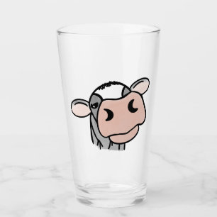 cartoon koe zwart wit roze zoen grijs boerderij glas