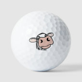 cartoon koe zwart wit roze zoen grijs boerderij golfballen (Voorkant)