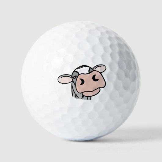 cartoon koe zwart wit roze zoen grijs boerderij golfballen (Voorkant)
