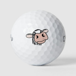 cartoon koe zwart wit roze zoen grijs boerderij golfballen