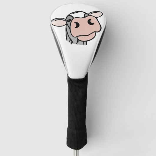 cartoon koe zwart wit roze zoen grijs boerderij golfheadcover (Voorkant)