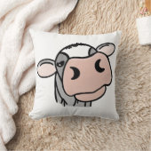 cartoon koe zwart wit roze zoen grijs boerderij kussen (Deken)