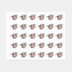 cartoon koe zwart wit roze zoen grijs boerderij labels