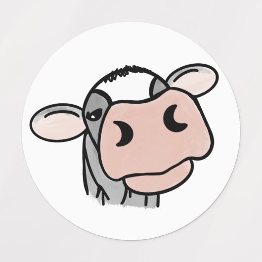 cartoon koe zwart wit roze zoen grijs boerderij labels (Design 2)