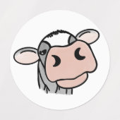 cartoon koe zwart wit roze zoen grijs boerderij labels (Design 1)