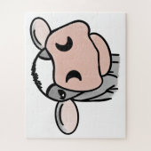 cartoon koe zwart wit roze zoen grijs boerderij legpuzzel (Verticaal)