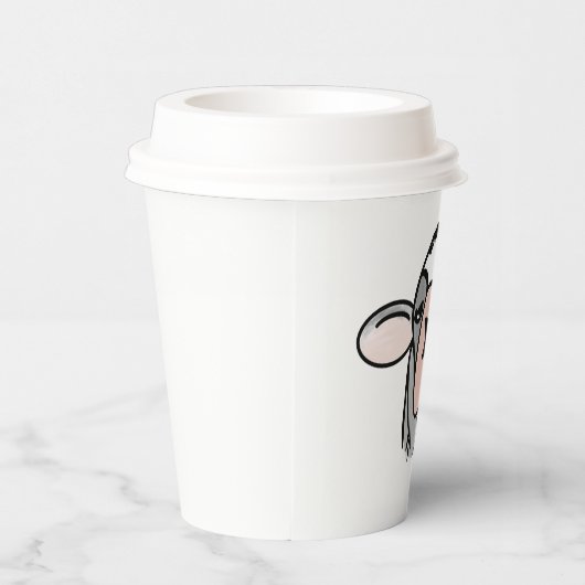 cartoon koe zwart wit roze zoen grijs boerderij papieren bekers (Rechts)