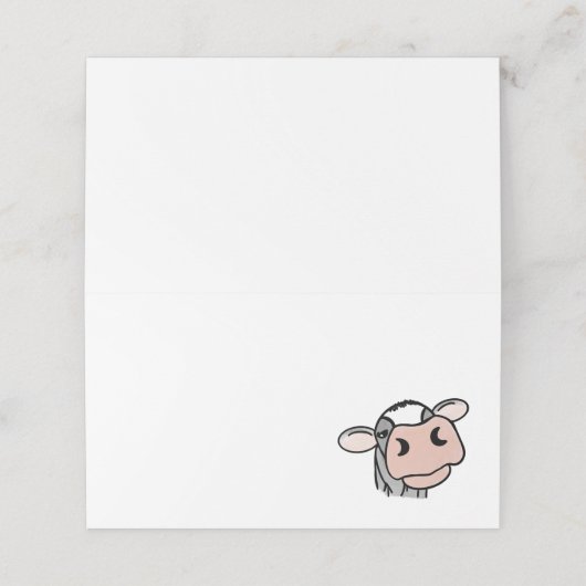 cartoon koe zwart wit roze zoen grijs boerderij plaatskaartje (Buitenkant ongevouwen)