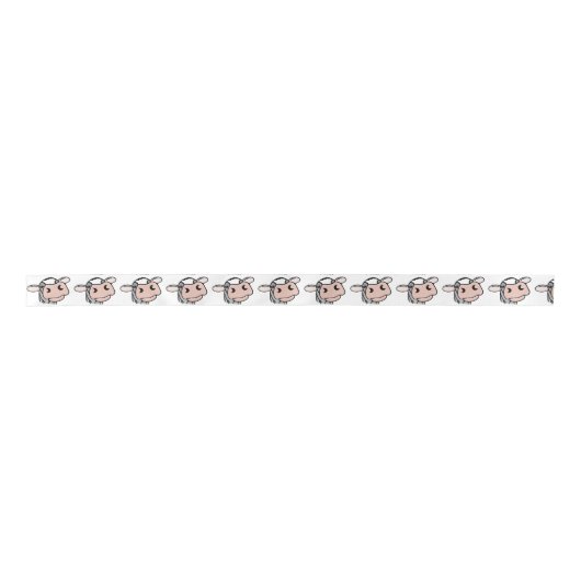 cartoon koe zwart wit roze zoen grijs boerderij satijnen lint (Voorkant)