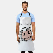 cartoon koe zwart wit roze zoen grijs boerderij schort (Gedragen)