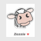 cartoon koe zwart wit roze zoen grijs boerderij sticker (Vel)