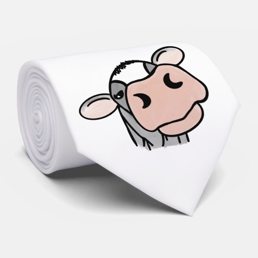 cartoon koe zwart wit roze zoen grijs boerderij stropdas (Opgerold)