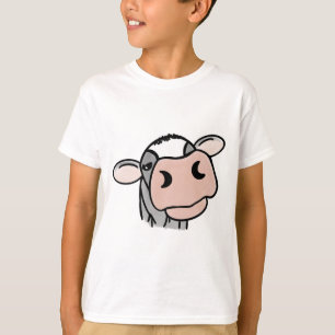 cartoon koe zwart wit roze zoen grijs boerderij t-shirt