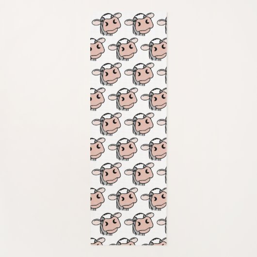 cartoon koe zwart wit roze zoen grijs boerderij yogamat (Voorkant)