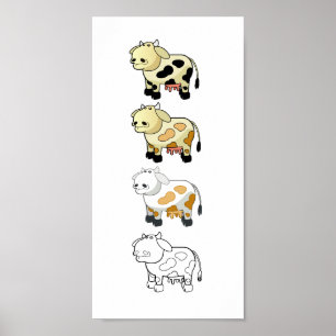 Cartoon — Koeien Canvas afdrukken Poster