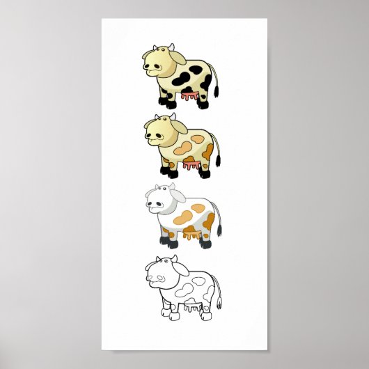 Cartoon — Koeien Canvas afdrukken Poster (Voorkant)
