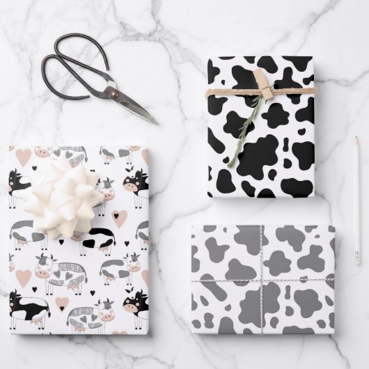 Cartoon Koeien en Koe afdrukken Inpakpapier Vel (Voorkant)